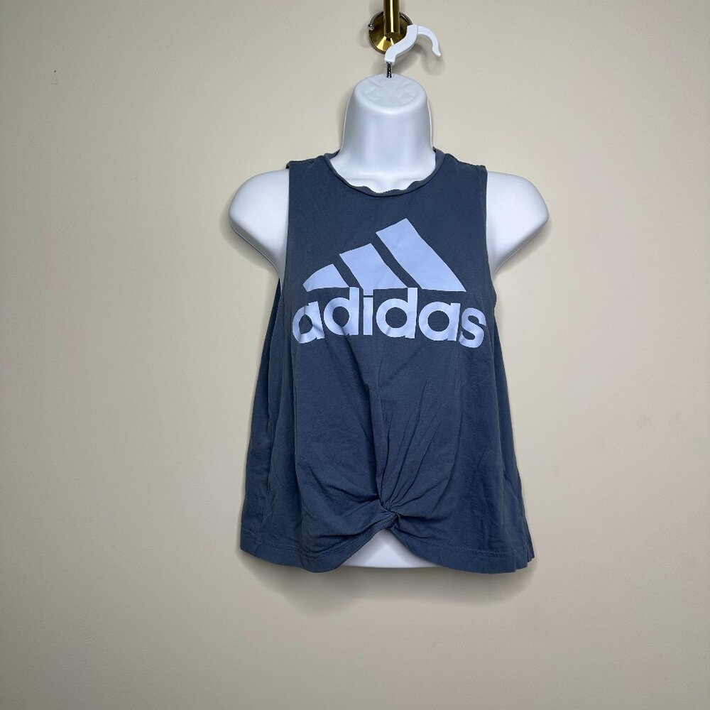 Adidas Blue Logo Twist Front Tank Top Women's Small